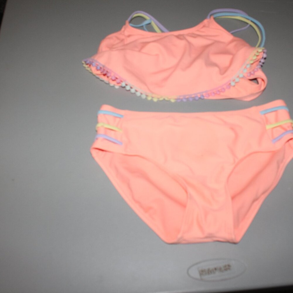 Peach 2 Pcs Justice Bikini Swimsuit  Size 16